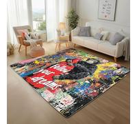 Bière Animal Gorilla Tapis Salon Lavable 180x240cm Poil Ras Carpet Graffiti Shabby Chic Coloré Rectangulaire Carpet Intérieur Extérieur Dessous Tapis Antidérapant Moquette Chambre, Descente de Lit