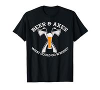 BIÈRE & Axes Qu'est-ce Qui Pourrait Aller Mal ? Meme drôle de Lancer de Hache T-Shirt