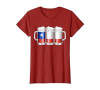 Bière Chilienne Chemise Drapeau du Chili Bière Patriotique T-Shirt, Femme, Canneberge, XS