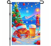 Bière De Crabe Des Neiges De Noël Drapeau 30X45Cm Bannière Suspendre Décoratif Drapeau De Cour Pour Fêtes Chambres Toutes Les Saisons