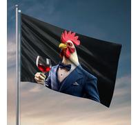 Bière Decor Chic Coq en costume sirotant Drapeau de vin pour votre chambre Accessoires de joueurs (152 x 244 cm)