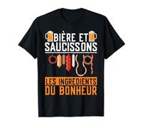 Bière Et Saucissons Les Ingrédients Du Bonheur - Charcuterie T-Shirt