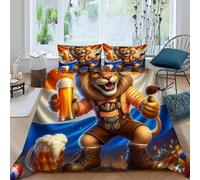 Bière Lion Housse De Couette Style Drapeau National 3D Imprimé Soft Housse De Couette avec 2 Taies d'oreiller Parure De Lit pour Enfants Parure King（220x240cm）