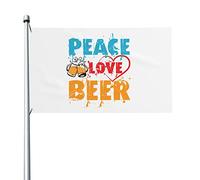 Bière Peace Love Bannière Avec Œillets Drapeaux De Jardin Durable Drapeaux Décoratif Pour Balcon Intérieure Extérieure 90X150Cm