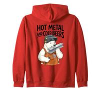 Bières Chaudes et Froides Humour Papa Blague Ours Polaire Soudeur Soudure Sweat à Capuche