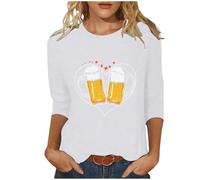 Bierfest T-shirt à manches 3/4 pour femme - Style vintage bavarois - Costume national de pirate - Style rétro - Vêtement de fête - Streetwear, Blanc., 5XL