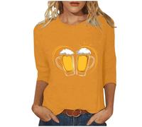 Bierfest T-shirt à manches 3/4 pour femme - Style vintage bavarois - Costume national de pirate - Vêtement de fête rétro - Streetwear, jaune, 5XL