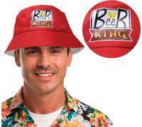 Bierkönig Fischerhut Chapeau de pêcheur adulte Partyhut Enterrement de vie de garçon Accessoire fun, couleur : rouge