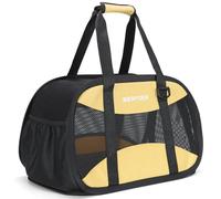 BIERPOER Sac de transport pour chat et chien, homologué TSA jusqu'à 7 kg, pliable, confortable, sac de transport sous le siège, avec filet résistant aux rayures pour chiens et chats de petite à
