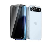 BIESHKJ 2+ 2Pack pour 17 Air de Protection Verre Trempé Anti-Espion + Protecteur D'objectif D'appareil Photo, Dureté 9H Vitre, Compatible Avec Les Coques et Résistant Aux Rayures