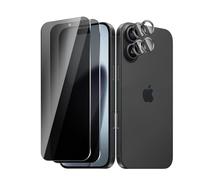 BIESHKJ 2+ 2Pack pour 17 de Protection Verre Trempé Anti-Espion + Protecteur D'objectif D'appareil Photo, Dureté 9H Vitre, Compatible Avec Les Coques et Résistant Aux Rayures