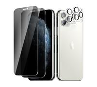 BIESHKJ 2+ 2Pack pour iPhone 11 Pro Max de Protection Verre Trempé Anti-Espion + Protecteur D'objectif D'appareil Photo, Dureté 9H Vitre, Compatible Avec Les Coques et Résistant Aux Rayures