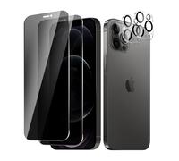 BIESHKJ 2+ 2Pack pour iPhone 12 Pro de Protection Verre Trempé Anti-Espion + Protecteur D'objectif D'appareil Photo, Dureté 9H Vitre, Compatible Avec Les Coques et Résistant Aux Rayures
