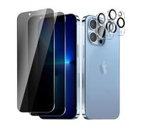 BIESHKJ 2+ 2Pack pour iPhone 13 Pro de Protection Verre Trempé Anti-Espion + Protecteur D'objectif D'appareil Photo, Dureté 9H Vitre, Compatible Avec Les Coques et Résistant Aux Rayures