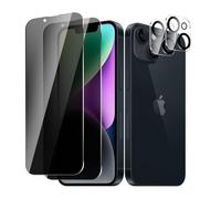 BIESHKJ 2+ 2Pack pour iPhone 14 de Protection Verre Trempé Anti-Espion + Protecteur D'objectif D'appareil Photo, Dureté 9H Vitre, Compatible Avec Les Coques et Résistant Aux Rayures