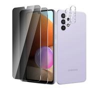 BIESHKJ 2+ 2Pack pour Samsung Galaxy A32 4G de Protection Verre Trempé Anti-Espion + Protecteur D'objectif D'appareil Photo, Dureté 9H Vitre, Compatible Avec Les Coques et Résistant Aux Rayures
