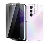BIESHKJ 2+ 2Pack pour Samsung Galaxy A55 de Protection Verre Trempé Anti-Espion + Protecteur D'objectif D'appareil Photo, Dureté 9H Vitre, Compatible Avec Les Coques et Résistant Aux Rayures