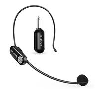 Bietrun 2 en 1 Micro Serre Tête/à Main Noir, UHF Microphone à Transmission de 50M, Micro sans Fil Rechargeable pour Conférence, Séance, Guide Touristique, etc