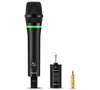 Bietrun Microphone sans fil rechargeable, portée de 50 m, microphone Bluetooth sans fil (fonctionne 7 heures) avec sortie 6,35 mm, micro dynamique UHF en métal portable pour machine de karaoké/système