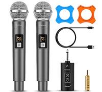 Bietrun Microphone sans fil UHF avec récepteur rechargeable 1/4" | 29,9 m, Plug and Play, pour karaoké, mariage, chant, fête, système de micro dynamique portable en métal (fonctionne avec des