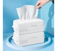 BIEWO Lot de 2 serviettes jetables en coton doux et sec pour femme - Nettoyage simple - Mouchoirs secs et humides - Double utilisation portable pour peaux sensibles et bébé - Démaquillant et soins