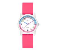 BIEWO Montre analogique pour enfants de 5 à 12 ans - Étanche - Avec bracelet souple - Facile à lire - Cadeau idéal, Couleur rose rouge