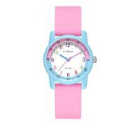 BIEWO Montre analogique pour enfants de 5 à 12 ans - Étanche - Avec bracelet souple - Facile à lire - Cadeau idéal, rose/bleu