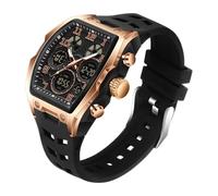 BIEWO Montre pour homme - Rectangulaire - Grand cadran numérique analogique - Double affichage de l'heure - Chronomètre - Design punk cool - Étanche jusqu'à 5 ATM - Bracelet en silicone - Montre de