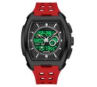 BIEWO Montre rectangulaire unique pour homme avec affichage numérique analogique, double affichage de l'heure, compte à rebours, chronomètre, design punk cool, étanche 5 ATM, étanche à 5 ATM, noir