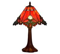 Bieye L30021US Lampe de table baroque de style Tiffany en verre teinté de nuit avec 13 pouces de largeur, fait à la main, abat-jour Base en zinc pour table de chevet, salon