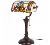 Bieye L30516 17 pouces Baroque Lampe de table banquier en verre teinté de Tiffany style