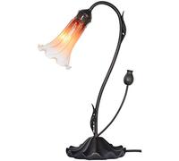 Bieye L30697 Lampe de table d'appoint en verre soufflé fleur de lys pour décoration de salon et chambre à coucher (orange, 1 lumière)