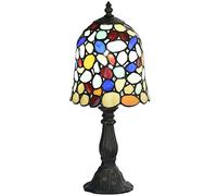 Bieye L30729 Lampe de table en verre teinté style Tiffany avec abat-jour de 15,2 cm de large, multicolore, 38,1 cm de haut