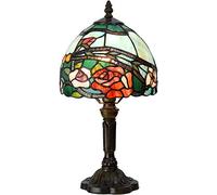 Bieye L30736 Lampe de table en verre teinté de style Tiffany avec abat-jour de 20,3 cm de large, 38,1 cm de haut, rouge