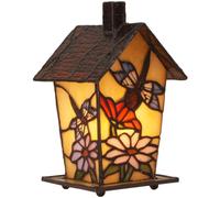 Bieye L30782 Lampe de table en verre teinté style Tiffany 17,8 cm de haut (libellule)