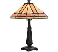 Bieye L30798 Lampe de table en vitrail de style Mission Tiffany pour la décoration intérieure (Brun, 35,6 cm en diagonale)