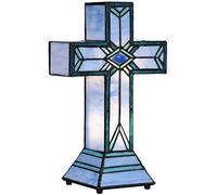 Bieye L30815 Croix Latine Style Tiffany Lampe de Table d'appoint en Verre teinté Veilleuse