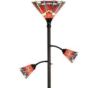 Bieye L30835 Lampadaire en vitrail de style Mission Tiffany, idéal pour la lecture, le travail et la décoration, 3 lumières, 178 cm de hauteur.(Rouge, Mission)