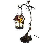Bieye L30938 Lampe de table style Tiffany en vitrail style nichoir pour la décoration intérieure (Nid de chauve-souris, 21 pouces de haut)