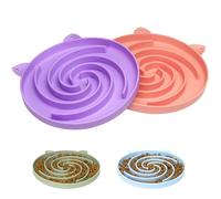Bifeaw Gamelle en silicone pour chat - Mangeoire lente pour chat - Nourriture sèche et humide pour une alimentation saine - Mangeoire lente pour chats facile à nettoyer (violet et rose)