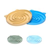 Bifeaw Gamelle en silicone pour chat - Mangeoire lente pour chat - Nourriture sèche et humide pour une alimentation saine - Mangeoire lente pour chats facile à nettoyer (jaune et bleu)