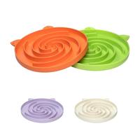Bifeaw Gamelle en silicone pour chat - Mangeoire lente pour chat - Nourriture sèche et humide pour une alimentation saine - Mangeoire lente pour chats facile à nettoyer (orange et cyan)