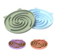 Bifeaw Gamelle Lente en Silicone pour Chat - Mangeoire Lente pour Chat - Nourriture sèche et Humide pour Une Alimentation Saine - Facile à Nettoyer (Vert et Bleu)