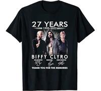 Biffy Clyro 27 Years 1995 2022 Signatures Thank You for The Memories Signature Men's T-Shirt Unisex Black Cotton Print Tee Shirts XXL