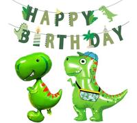 BIFHIG 1 Jeu De Drapeaux d'anniversaire De Dinosaures, 2 Ballons De Dinosaures en Trois Dimensions, Fête d'anniversaire sur Le Thème des Dinosaures, Aménagement De La Fête d'anniversaire.