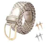 BIFHIG 1 Morceau De Ceinture Dorée, 2 Morceaux De Boucle De Taille En Étoile Croisée, Ceinture Tressée Pour Filles, Bouton De Taille Détachable, Outil De Réglage Du Pantalon.