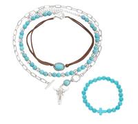 BIFHIG 1 Morceau De Collier Turquoise, 1 Morceau De Bracelet, Collier Empilé Personnalisé, Bijoux De Style Bohème, Bijoux en Perles pour Femmes.