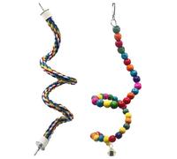 BIFHIG 1 Morceau De Corde De Poteau De Perroquet, 1 Morceau De Corde d'escalade De Perles Colorées, Jouet De Perroquet, Corde d'escalade d'oiseaux, Accessoires De Perchage d'oiseaux.