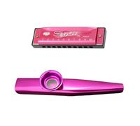 BIFHIG 1 Morceau D'Harmonica Rose, 1 Morceau De Flûte Kazoo Violette, Instrument De Musique D'Éveil pour Enfants, Cadeaux De Fête De Vacances, Jouets Vocaux De Dessins Animés, Aides Pédagogiques.