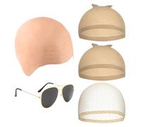 BIFHIG 1 Pièce De Tête Chauve, 3 Pièces De Filet À Cheveux, 1 Pièce De Lunettes, Perruque Et Chapeau De Jeu De Rôle, Accessoires De Maquillage Et De Coiffage, Fournitures De Performance sur Scène.